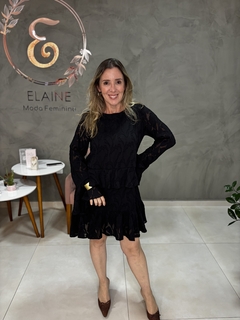 VESTIDO BORDADO CURTO MANGA BABADOS - loja online