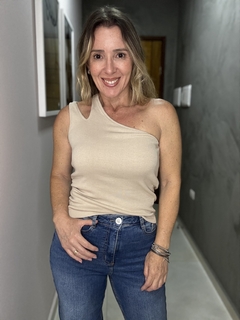 BLUSA REGATA UM OMBRO MALHA - Elaine Moda Feminina