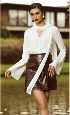 BLUSA ALFAIATARIA AMARRAÇÃO PESCOÇO - comprar online