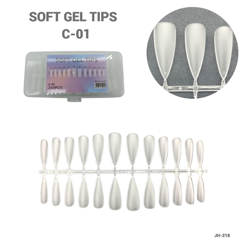 BULTO 120U CAJA 240PCS TIPS SOFT GEL PRELIMADA MATTE STILETTO G80-C01 JH-218 - comprar online
