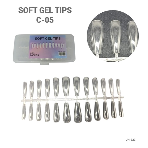 BULTO 120U CAJA 240PCS TIPS SOFT GEL TRANSPARENTE COFFIN V24-C05 JH-222 - comprar online