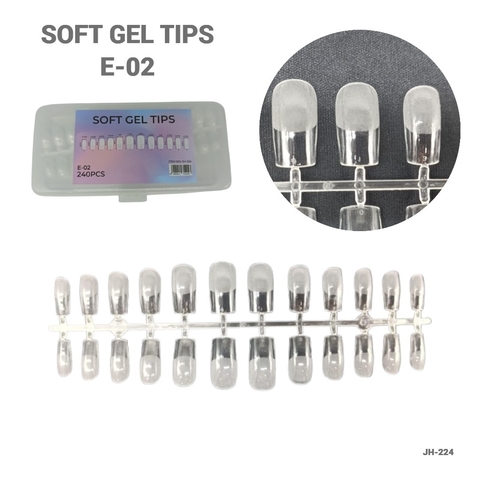 BULTO 120U CAJA 240PCS TIPS SOFT GEL PRELIMADA CUADRADA G80-E02 JH-224 - comprar online