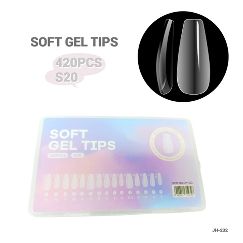 BULTO 120U CAJA 420PCS TIPS SOFT GEL COFFIN MEDIANO L76-S20 JH-232 - comprar online