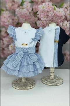 Vestido Listra Azul/Babados - comprar online