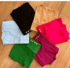 blusa de frio tricot trançada com detalhes na manga - comprar online