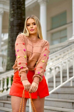 blusa de trico com detalhe na manga