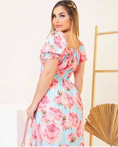 vestido longo florido rosa na internet