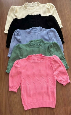 Blusa Tricot Modal com detalhes em listra
