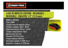 Llave de Impacto a bateria- Recargable, Reversible. (sin maletin) en internet