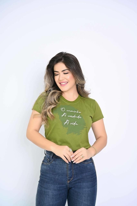 Tshirt 100% Algodão Caminho Verdade Vida Verde