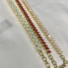 Colar Choker Navettes Leitosas - Vasti Semijoias - Enaltecendo sua Beleza INCOMUM 