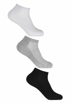 Kit 3 Pares De Meia Soquete Unissex Branca Preta e Cinza - comprar online