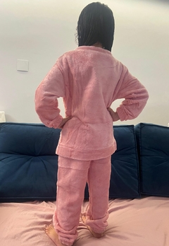 Pijama Infantil Juvenil Menina Plush Conjunto Calça e Blusa Manga Comprida - Multmix