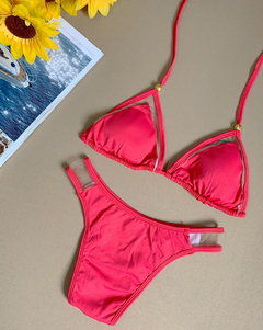 Biquíni Feminino Cortininha em Tule Com Bojo Calcinha Com Tule na Lateral - comprar online