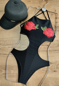 Maiô Feminino Cropped Engana Mamãe Floral Bordado (TODOS PRETOS) - loja online