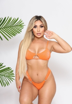 Biquini Top Lurex Com Decote Vazado Calcinha Empinar Bumbum - comprar online