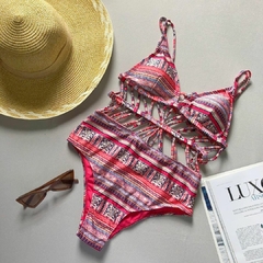 Imagem do Maiô Feminino de Tiras Super Fashion, Com Bojo Estampado