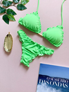 Biquíni Cortininha Verde Neon, calcinha Empina Bumbum