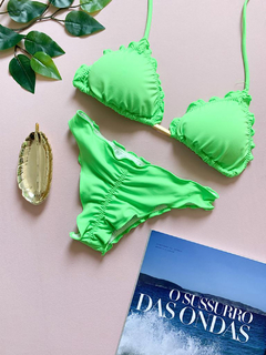 Biquíni Cortininha Verde Neon, calcinha Empina Bumbum - comprar online