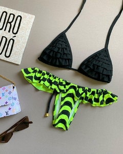 Biquíni babadinho com calcinha neon e fio dental - comprar online