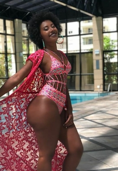 Imagem do Maiô Feminino de Tiras Super Fashion, Com Bojo Estampado
