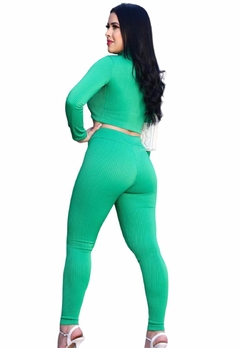 Conjunto Feminino Canelado Blusinha Manga Longa e Calça - comprar online