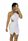 Vestido Feminino Curto Com Bojo Recorte Lateral Texturizado