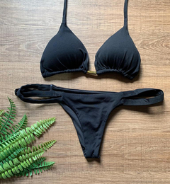 Biquíni Feminino Cortininha Com Bojo Calcinha Semi Fio Dental com 2 Tiras Trançadas - Multmix