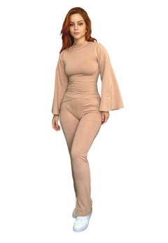 Conjunto Feminino Sem Bojo Manga Fler e Calça Comprida - Multmix