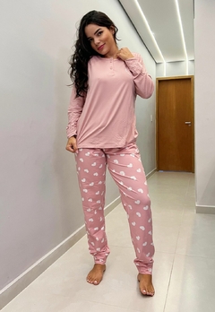 Conjunto Pijama Feminino com Botões Camisa e Calça Comprida - comprar online