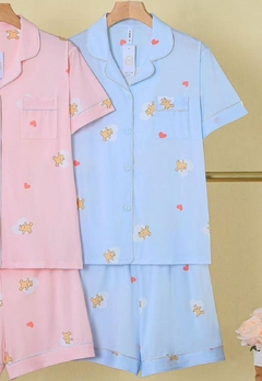 Imagem do Pijama Feminino Curto Americano Estampado Com Botões Short Doll