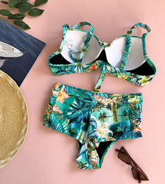 Biquíni Feminino Plus Size Meia taça com Bojo e Calcinha Cintura Alta Fio Duplo - comprar online