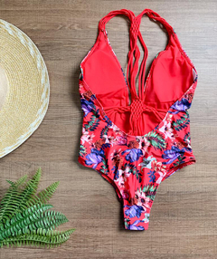 Imagem do Maiô Feminino Estampado Com Bojo Decote e Detalhes nas Costa