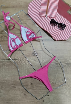 Biquíni Feminino Cortininha Canelado Com Calcinha Fio Dental e Regulagem - Multmix
