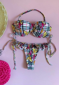 Biquíni Feminino Meia Taça Com Bojo e Calcinha Fio Dental e Amarra Lateral - Multmix