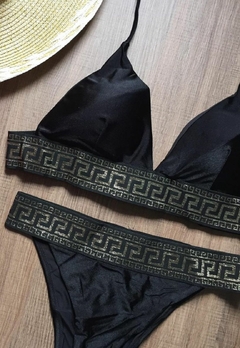 Biquíni Feminino Aviador Detalhes Em Dourado Calcinha Super Fashion