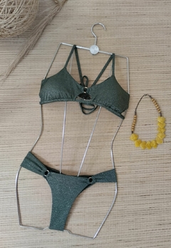 Biquini Top Lurex Com Decote Vazado Calcinha Empinar Bumbum - comprar online