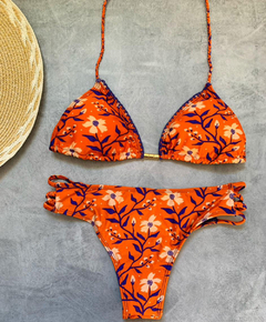 Biquíni Feminino Cortininha Com Bojo Floral Calcinhas Com Tiras Laterais - comprar online
