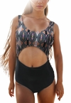 Maiô Feminino Com Bojo e Abertura Frontal Estampa Étnica