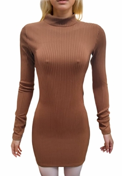 Vestido Feminino canelado Sem Bojo Costa Aberta - Multmix
