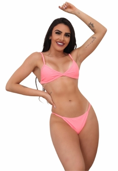 Biquíni Feminino Aviador Liso Com Bojo Calcinha de Tira Lateral - comprar online
