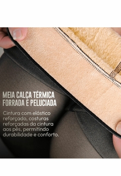 Imagem do Meia Calça Térmica Forrada Peluciada Translúcida De Lã Quente Feminina Para Inverno
