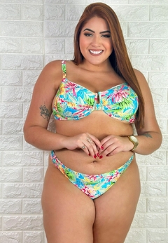 Biquíni Feminino Plus Size de Aro Sem Bojo Com Calcinha BomBom e Fio Duplo Estampado - loja online