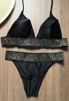 Biquíni Feminino Aviador Detalhes Em Dourado Calcinha Super Fashion - comprar online