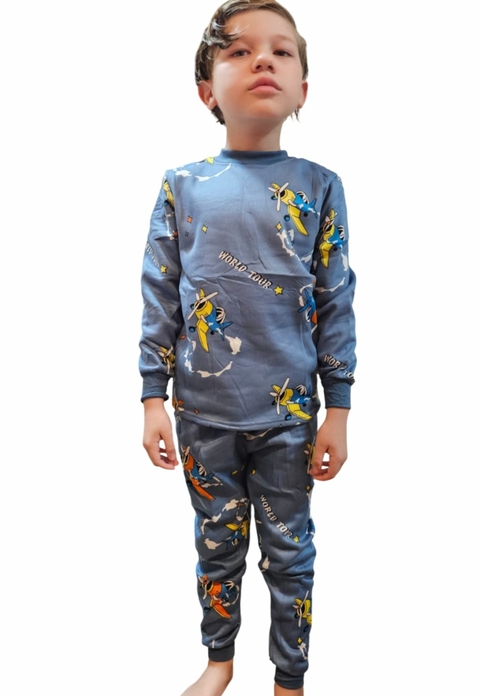 Pijama Moletinho Infantil Juvenil Forrado Calça e Blusa