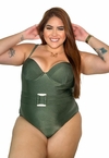 Maiô Plus Size Body Feminino Com Bojo Confortável Leve Verão Moda Praia Detalhe Argola