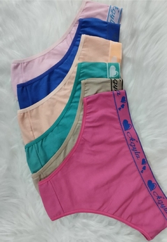 Imagem do Kit 5 Unidades Calcinhas Cós Largo de Algodão Cores Variadas