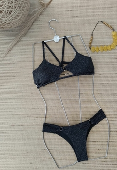 Biquini Top Lurex Com Decote Vazado Calcinha Empinar Bumbum - loja online