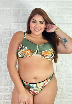 Biquíni Feminino Plus Size de Aro Sem Bojo Com Calcinha BomBom e Fio Duplo Estampado Canelado - loja online