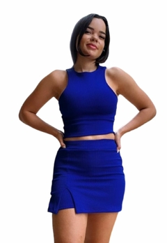 Conjunto Feminino Cropped Regatinha Sem Bojo com Short Saia - loja online